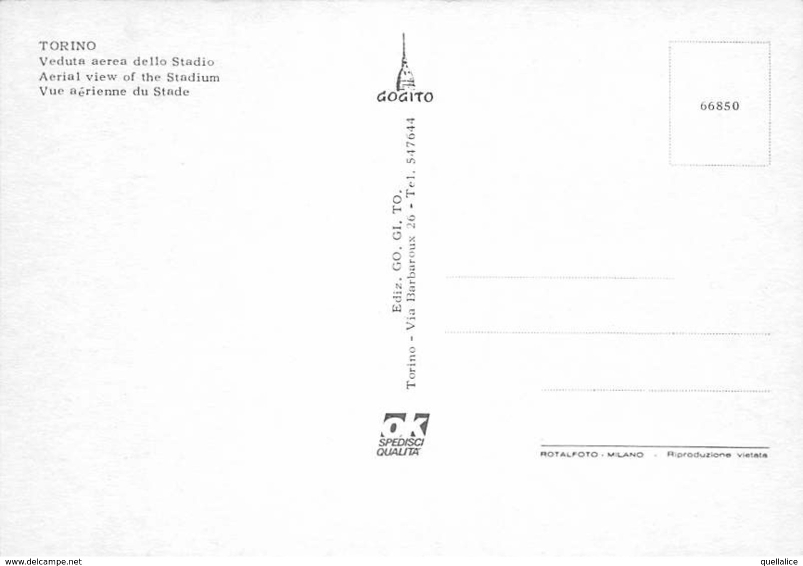 01754 "TORINO - VEDUTA AEREA DELLO STADIO"   CART NON SPED - Stadien & Sportanlagen