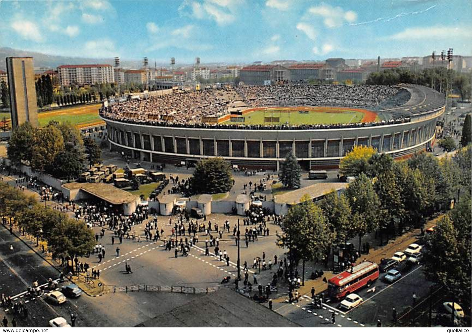 01755 "TORINO - LO STADIO COMUNALE"  ANIMATA, BUS, AUTO.   CART NON SPED - Estadios E Instalaciones Deportivas