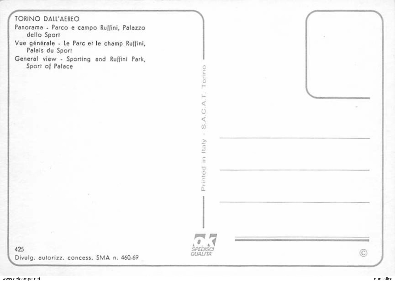 01757 "TORINO - PARCO E CAMPO RUFFINI - PALAZZO DELLO SPORT - DALL'AEREO"   CART NON SPED - Stades & Structures Sportives