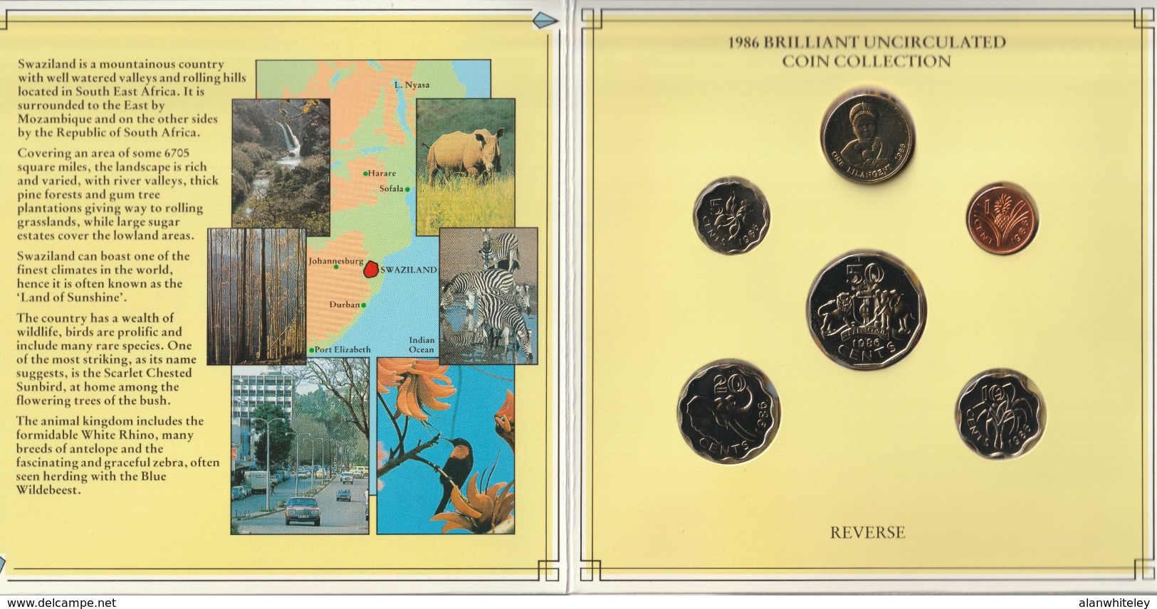 SWAZILAND/ESWATINI 1986 Annual Coin Collection: Set Of 6 Coins (in Pack) BRILLIANT UNCIRCULATED - Swasiland