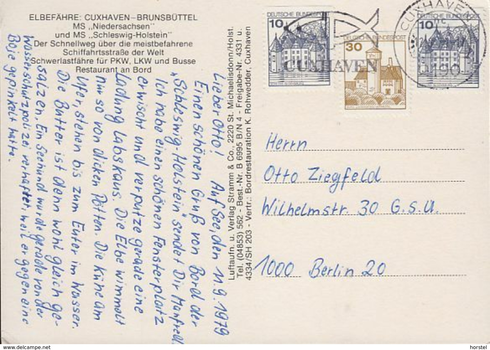 D-25541 Brunsbüttel - Elbefähren - MS Niedersachsen - MS Schleswig-Holstein - 3x Nice Stamps - Brunsbuettel