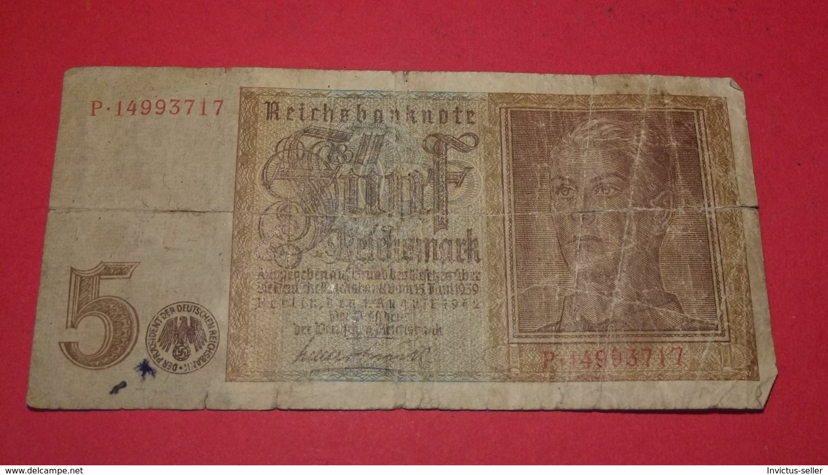 1939  GERMANIA NAZISTA HITLER BANCONOTE TEDESCA 5 REICH MARK GERMANY BANKNOT BILLET DE BANQUE ALLEMAND NAZI - 5 Reichsmark