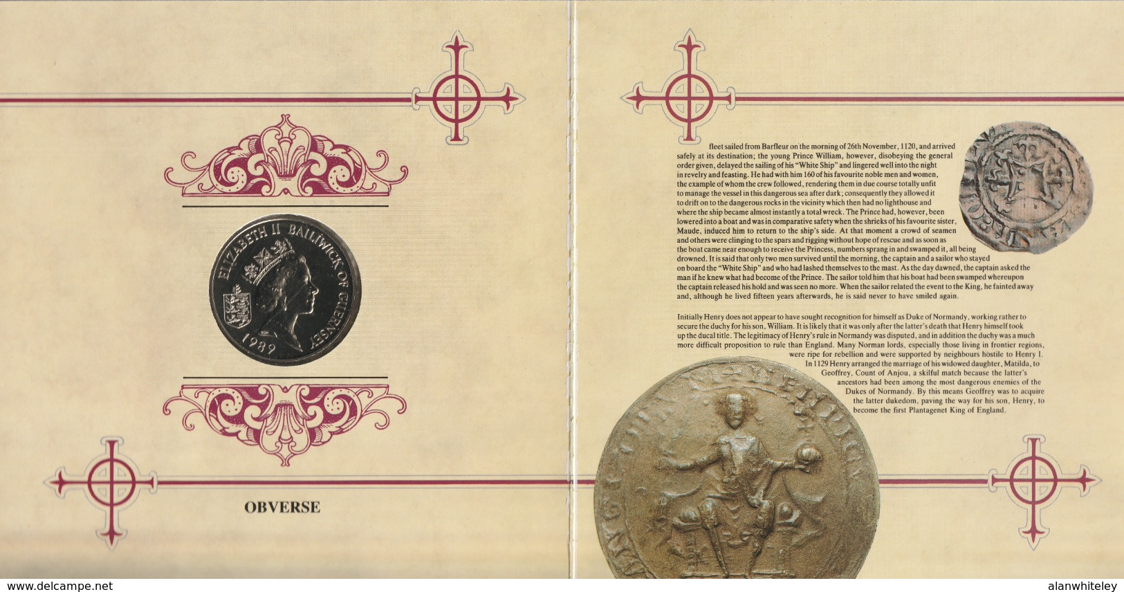 GUERNSEY 1989 GBP2.00 Henry I, Duke Of Normandy: Single Coin (in Pack) BRILLIANT UNCIRCULATED - Guernesey