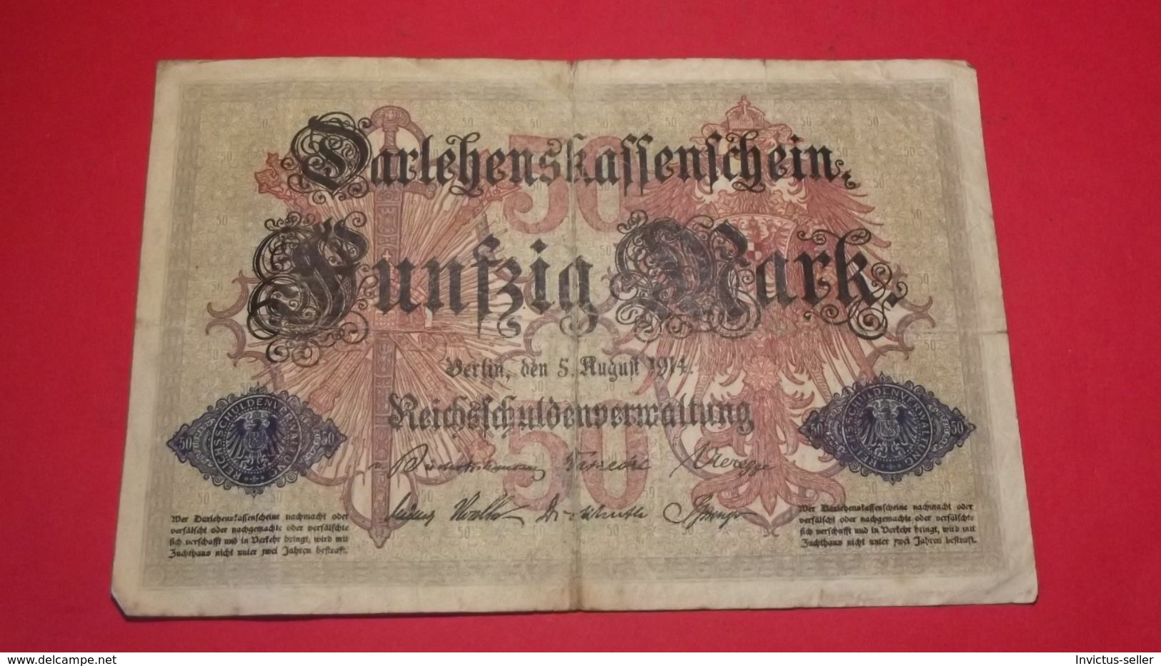 1914  GERMANIA PRIMA GUERRA MONDIALE BANCONOTE TEDESCA 50 REICH MARK GERMANY BANKNOT BILLET DE BANQUE ALLEMAND NAZI - 50 Mark