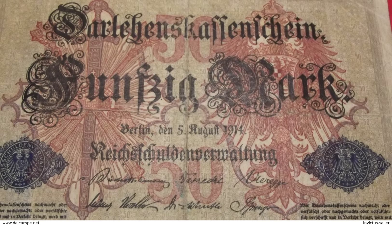 1914  GERMANIA PRIMA GUERRA MONDIALE BANCONOTE TEDESCA 50 REICH MARK GERMANY BANKNOT BILLET DE BANQUE ALLEMAND NAZI - 50 Mark