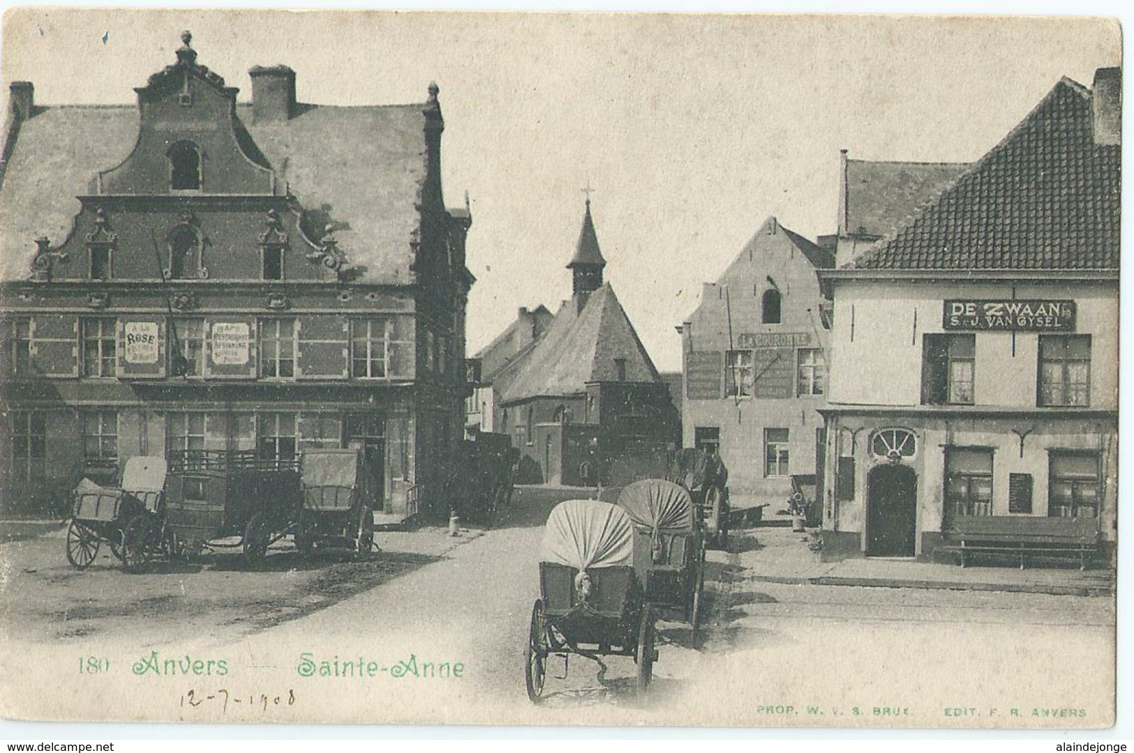 Antwerpen - Anvers - Sainte-Anne - Café Afspanning - Café De Zwaan - Edit. F.R. Anvers - 1908 - Antwerpen