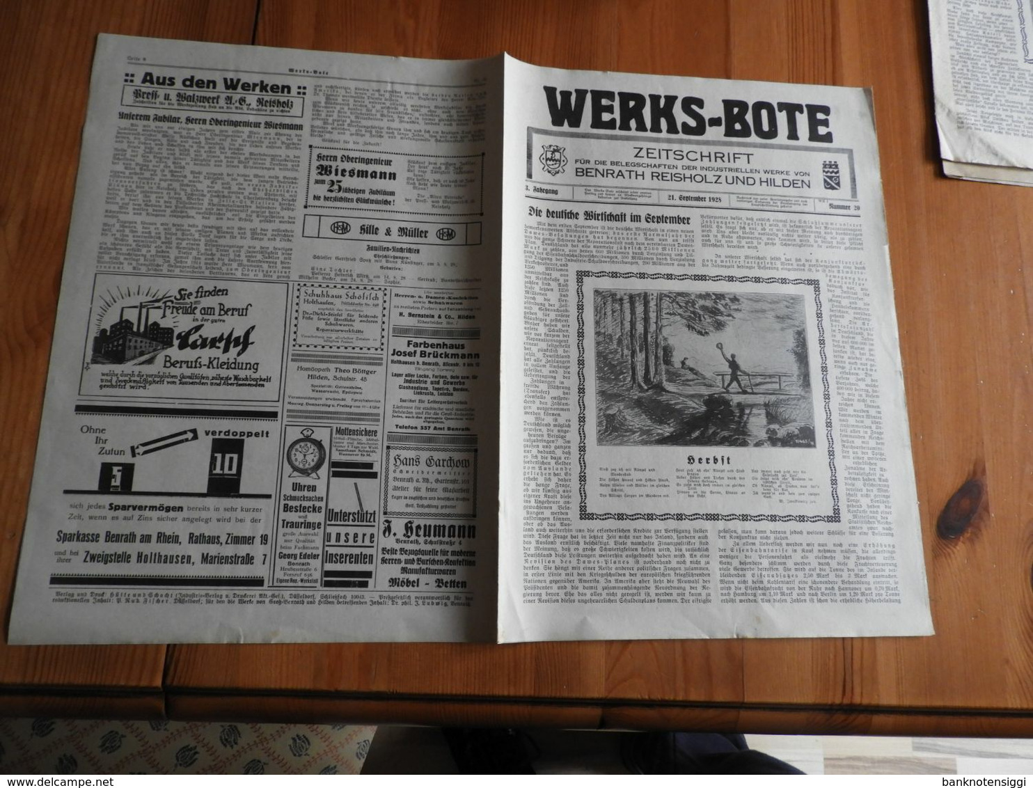 Zeitschrift "Werks-Bote 1929" Benrath , Reisholz Und Hilden. - Hobby & Sammeln