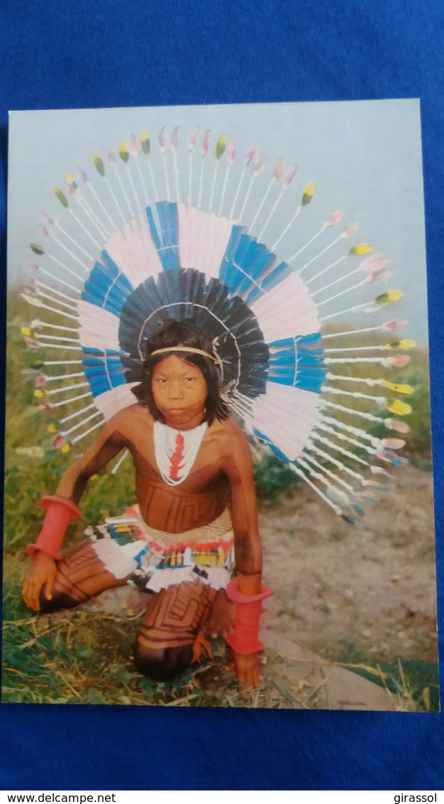 CPSM BRESIL BRASIL NATIVO INDIEN INDIO JEUNE KARAJA DU FLEUVE ARAGUAIA PARURE DE PLUMES  FOTO JESCO - Amerika