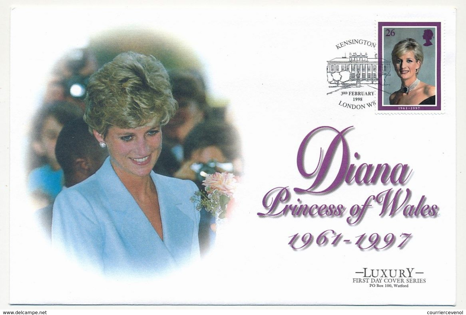 GRANDE BRETAGNE => 5 FDC "DIANA Princess Of Wales" - KENSINGTON LONDON 8 - 3 RD Feb. 1998 - 1991-2000 Em. Décimales