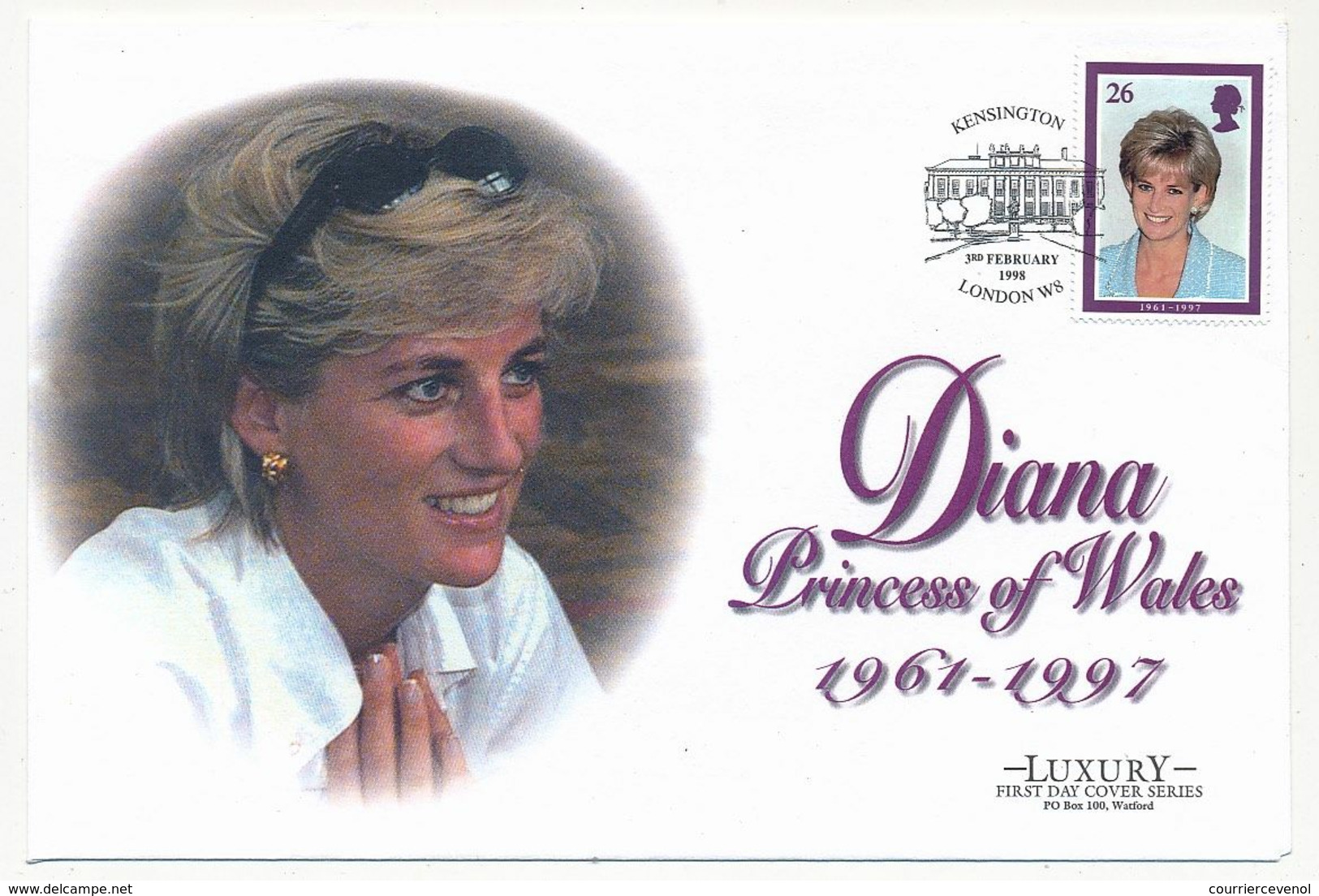 GRANDE BRETAGNE => 5 FDC "DIANA Princess Of Wales" - KENSINGTON LONDON 8 - 3 RD Feb. 1998 - 1991-00 Ediciones Decimales