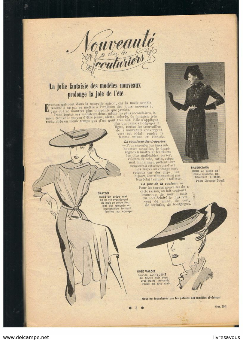 Nouveauté N°38 De 1938 Robes à Guimpes Les Grandes Lignes Des Manteaux Nouveaux - Alta Moda