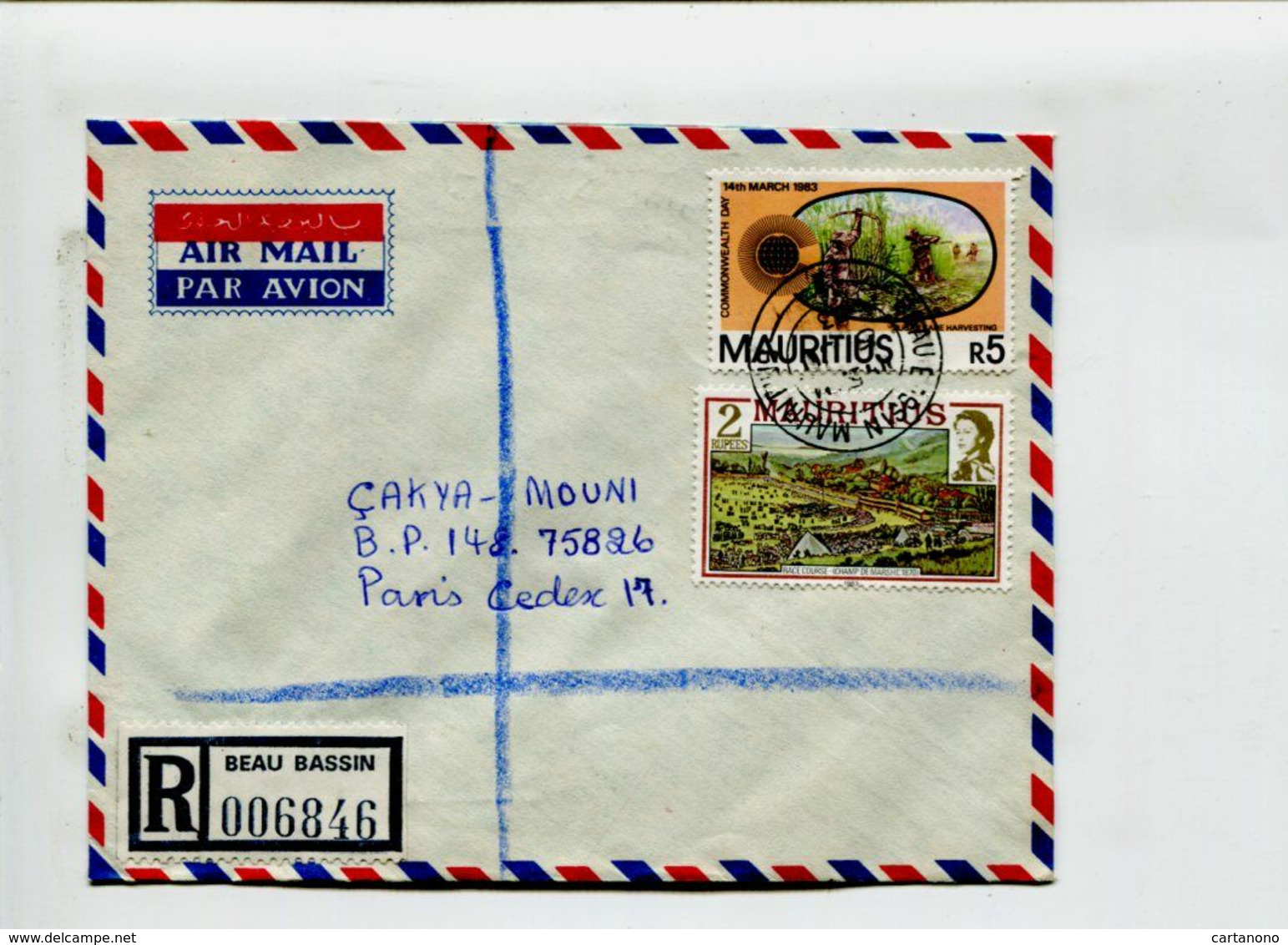 ILE MAURICE - Affranchissement Pour Lettre Recommandée Pour La France - BEAU BASSIN 1983 - Mauritius (1968-...)