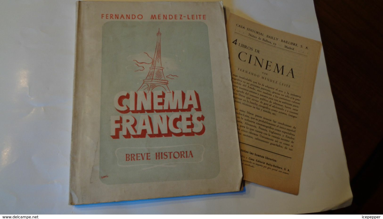 CINEMA FRANCE Breve Historial Di Fernando Mendez-Leite  Edit.Graficas Sanchez 1942 - Arts, Hobbies