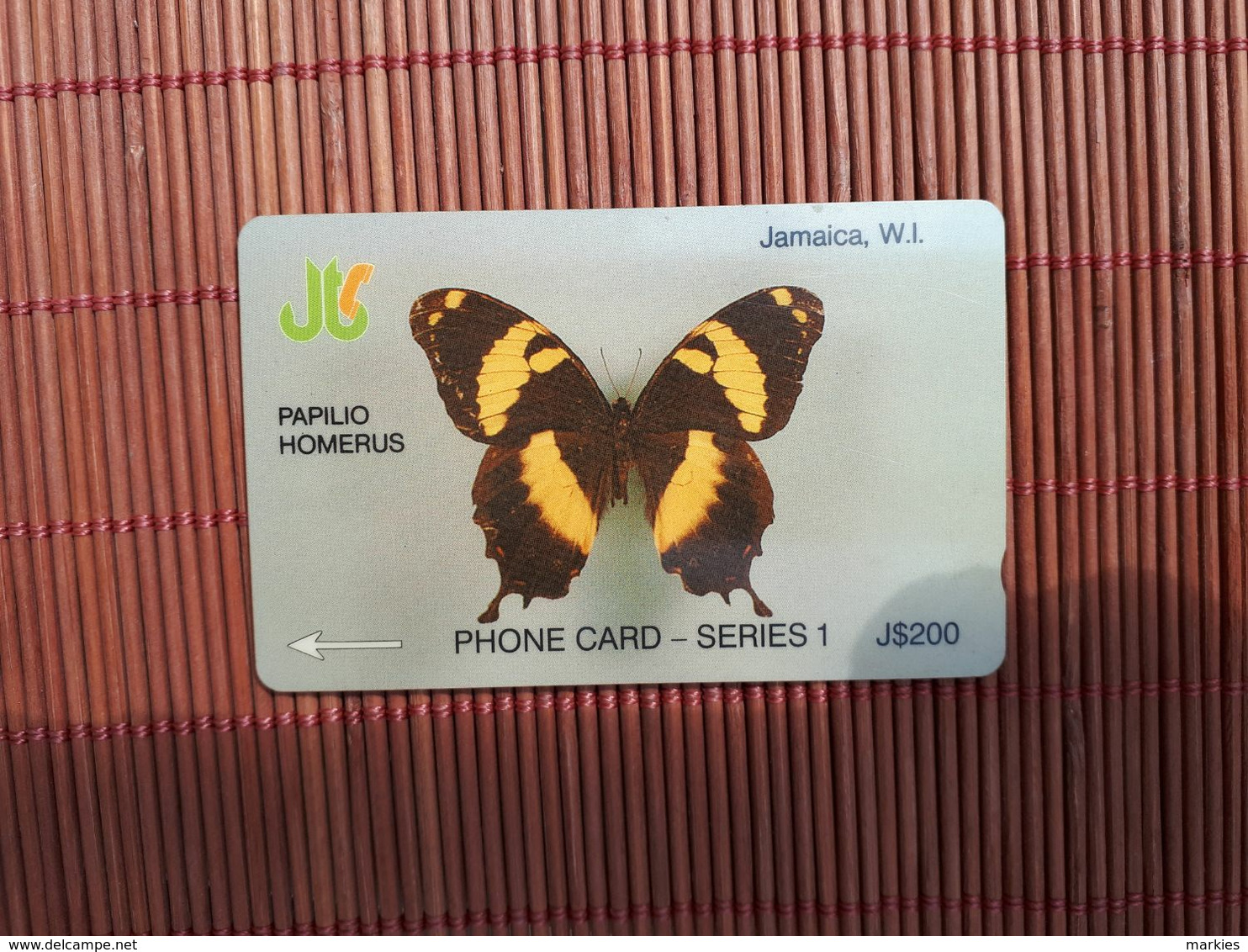 Phonecard Buterfly Jamaica 200 $ Used Control Number 8 JAMD Used Rare - Jamaïque