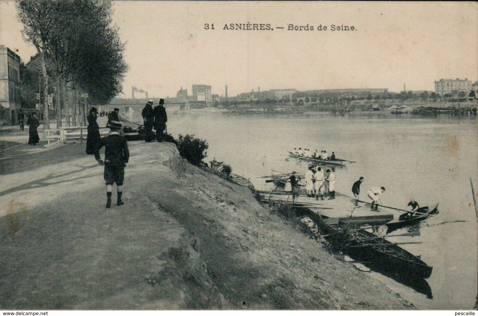 92 HAUTS DE SEINE - CP ANIMEE ASNIERES - BORDS DE SEINE - MURHAUSER ?? EDIT. PARIS N° 31 - CIRCULEE EN 1907 - Asnieres Sur Seine