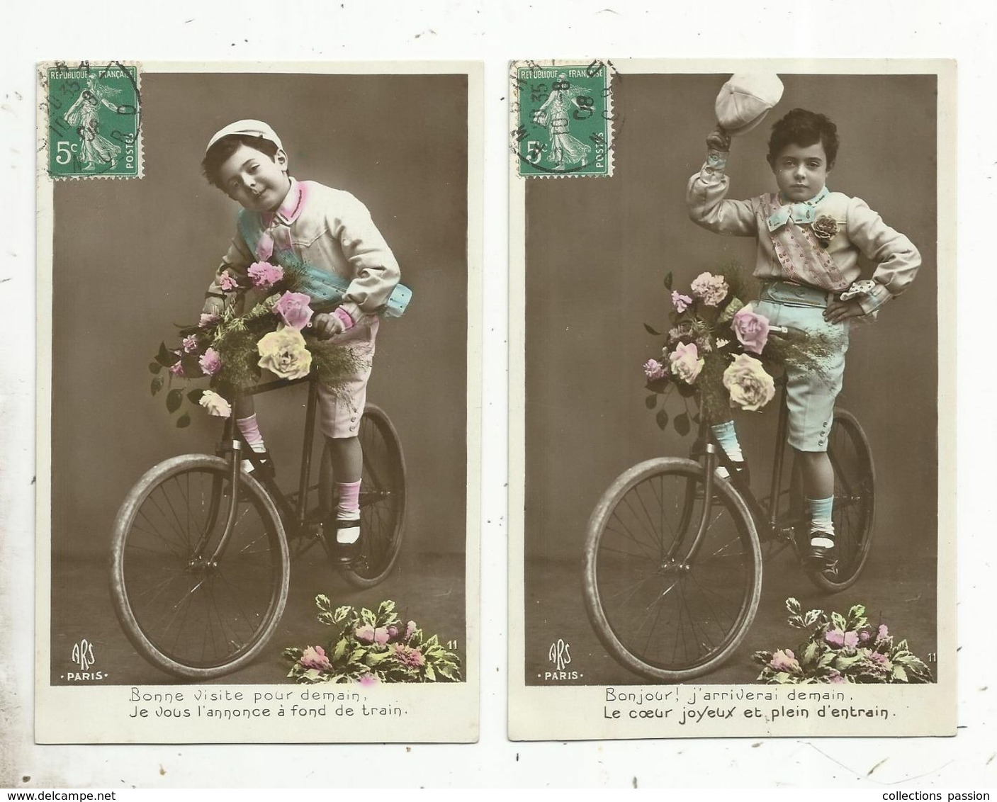 Cp, SPORT, CYCLISME, Voyagée 1908 , LOT DE 2 CARTES POSTALES - Cyclisme