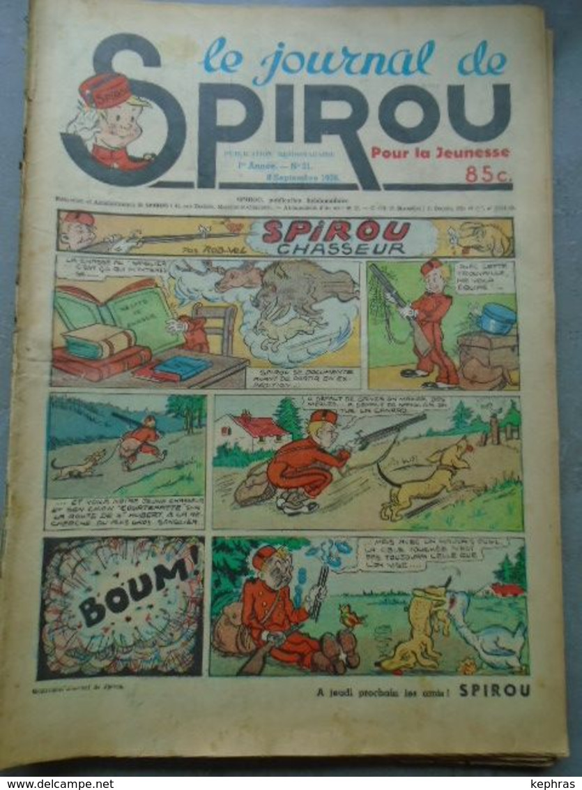 Le Journal De SPIROU - 1ère Année - N° 21 - 8 Septembre 1938 - RARE - ROB VEL - F. DINEUR - Lire Le Descriptif - Spirou Magazine