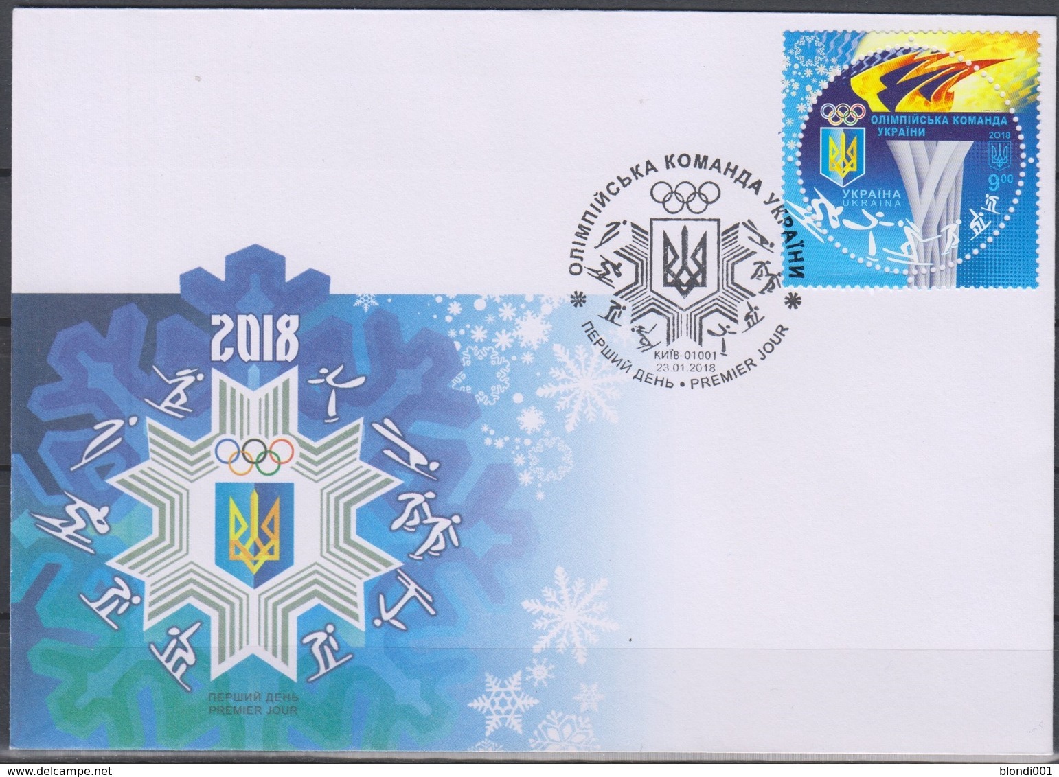 Olympics 2018 - Olympiques - Ski - Torch - UKRAINE - FDC Cover - Hiver 2018 : Pyeongchang