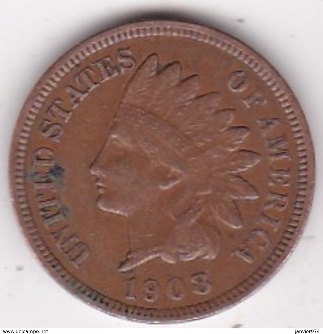 Etats-Unis. One Cent 1908. Indian Head - 1859-1909: Indian Head