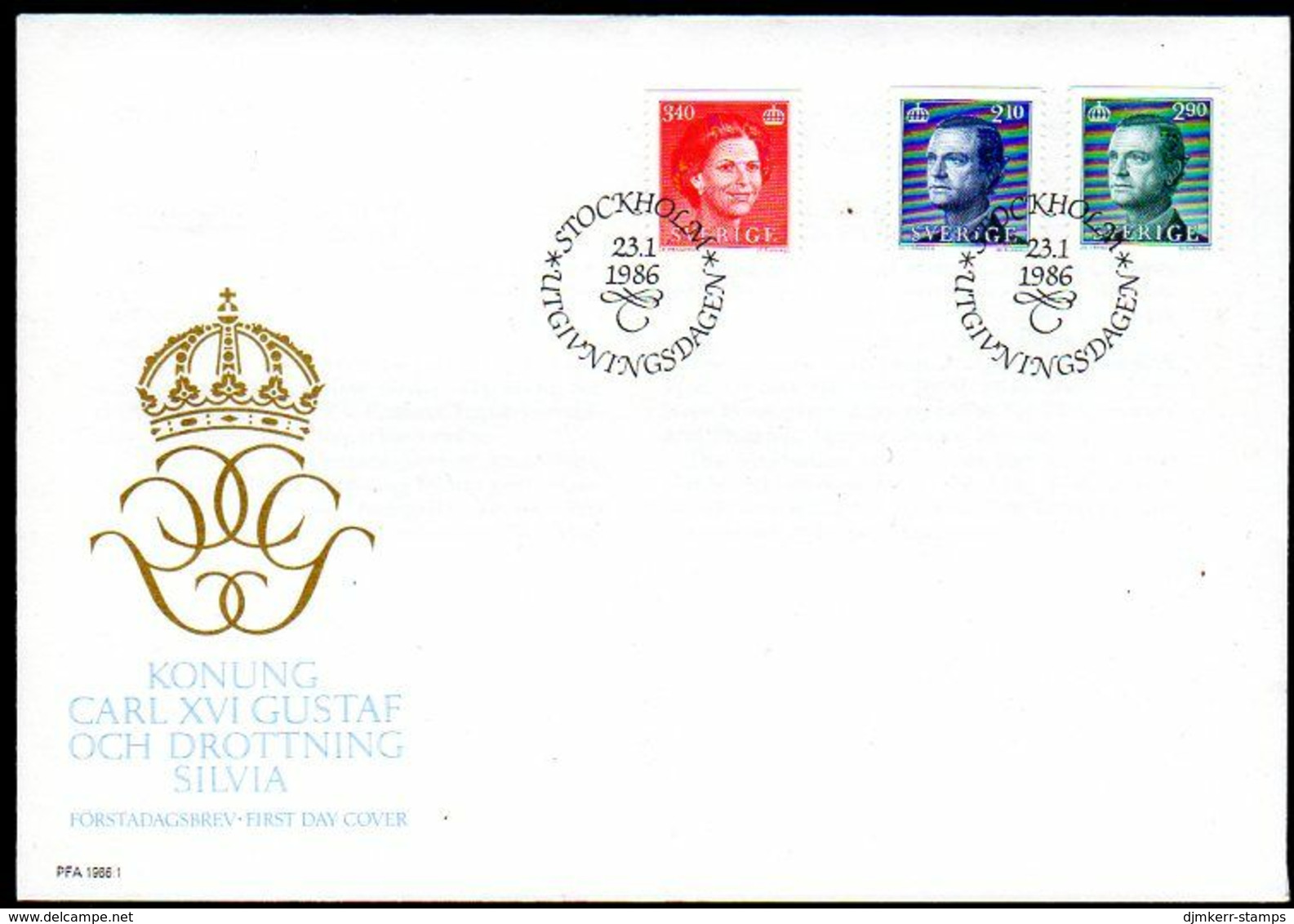 SWEDEN 1986 Definitive: King And Queen FDC. Michel 1369-71 - FDC