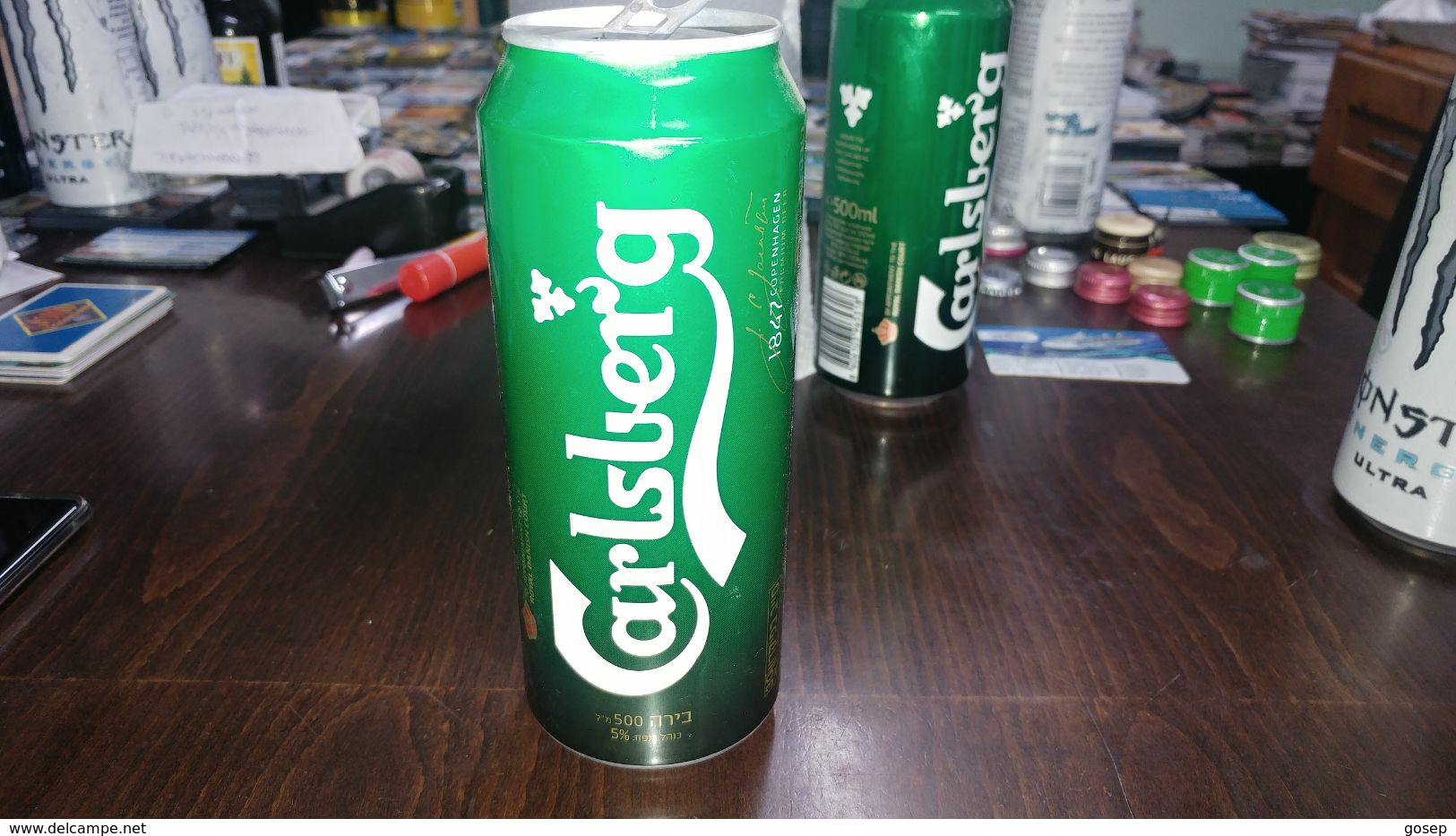 Israel-beer Cans-carlsberg-copenhagen Premium Beer 1847-(2)-(5%)-(500ml)--good - Dosen