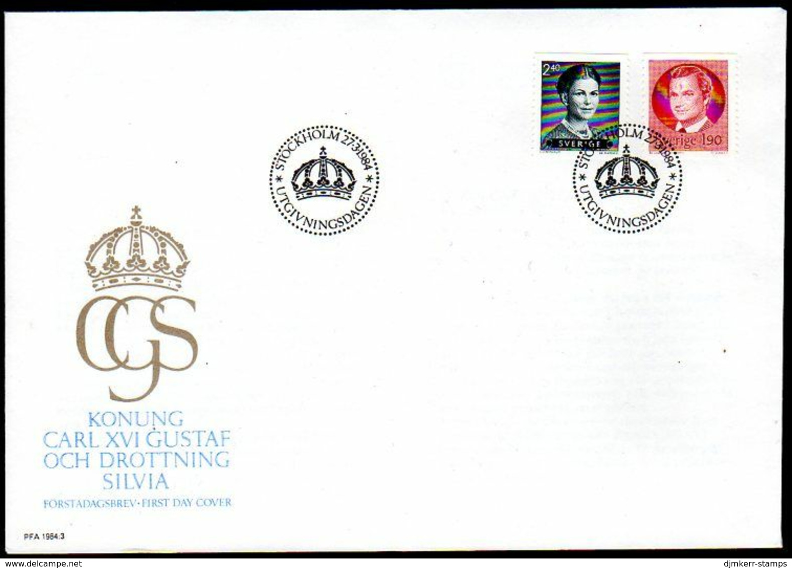 SWEDEN 1984 Definitive: King And Queen FDC. Michel 1276-77 - FDC