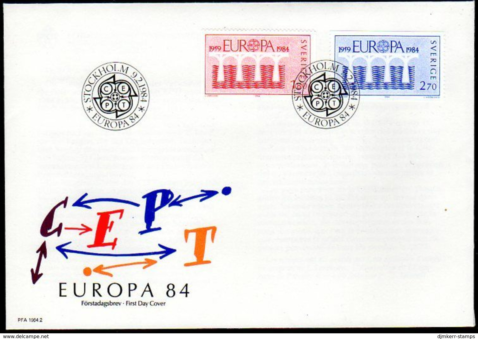 SWEDEN 1984 Europa FDC. Michel 1270-71 - FDC