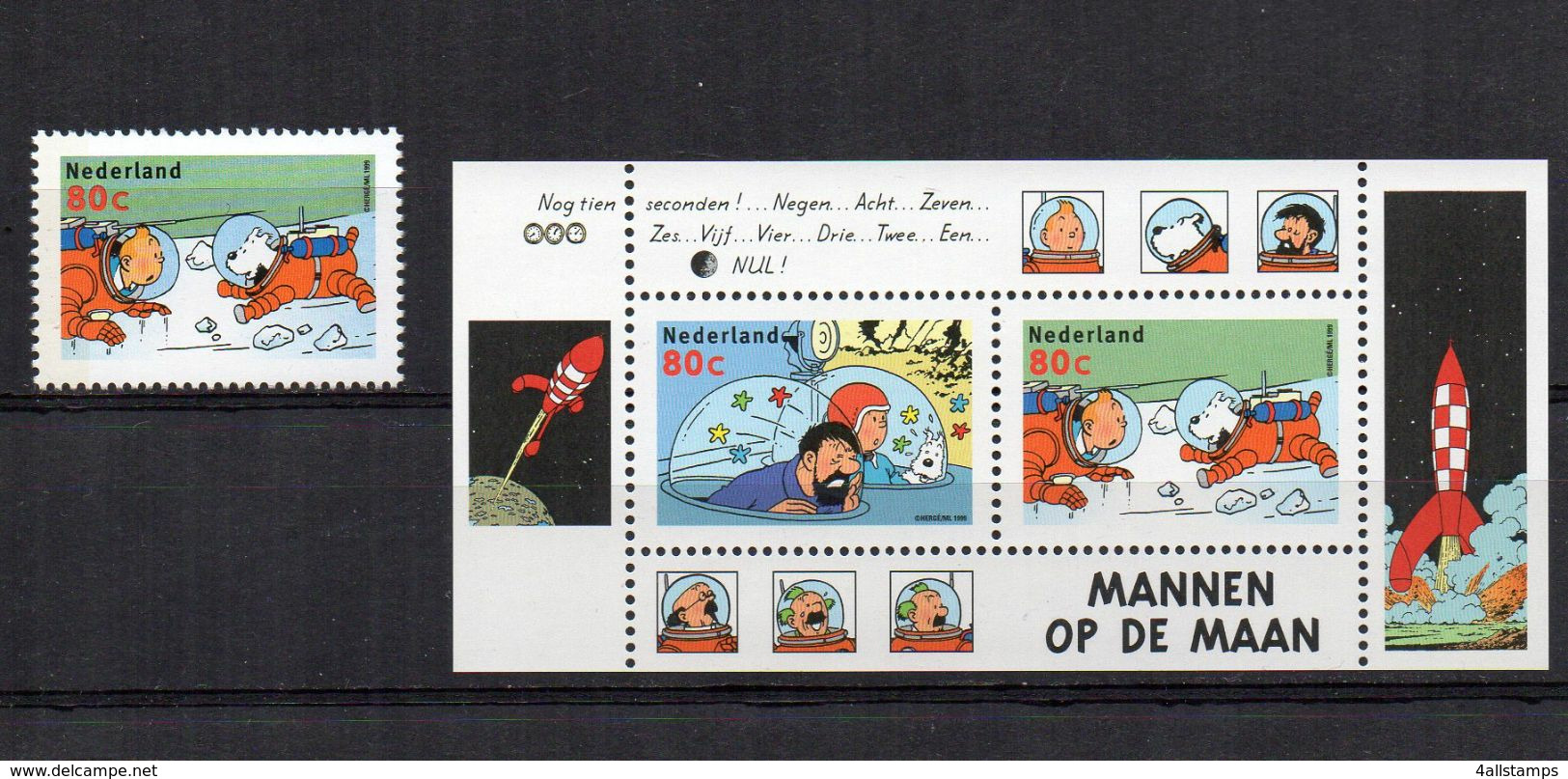 Nederland NVPH N°1839+1840 Kuifje --Pays Bas Yv N°1710a+BF N°60 Tintin  MNH Neuf** (1999) - Comics