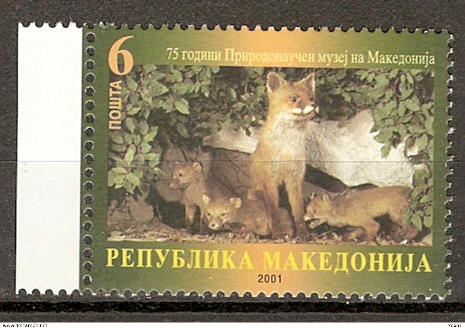 Macedonia 2001 Mi.No. 240 Makedonien Red Fox (Vulpes Vulpes) With Pups Animals Mammals 1v  MNH** 0,40 € - Cani