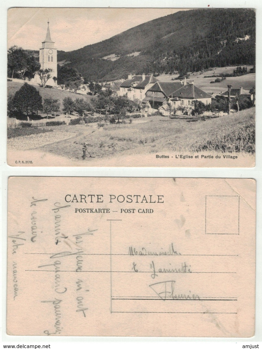 Suisse // Schweiz // Neuchâtel // Buttes, L'église Et Partie Du Village - Buttes 