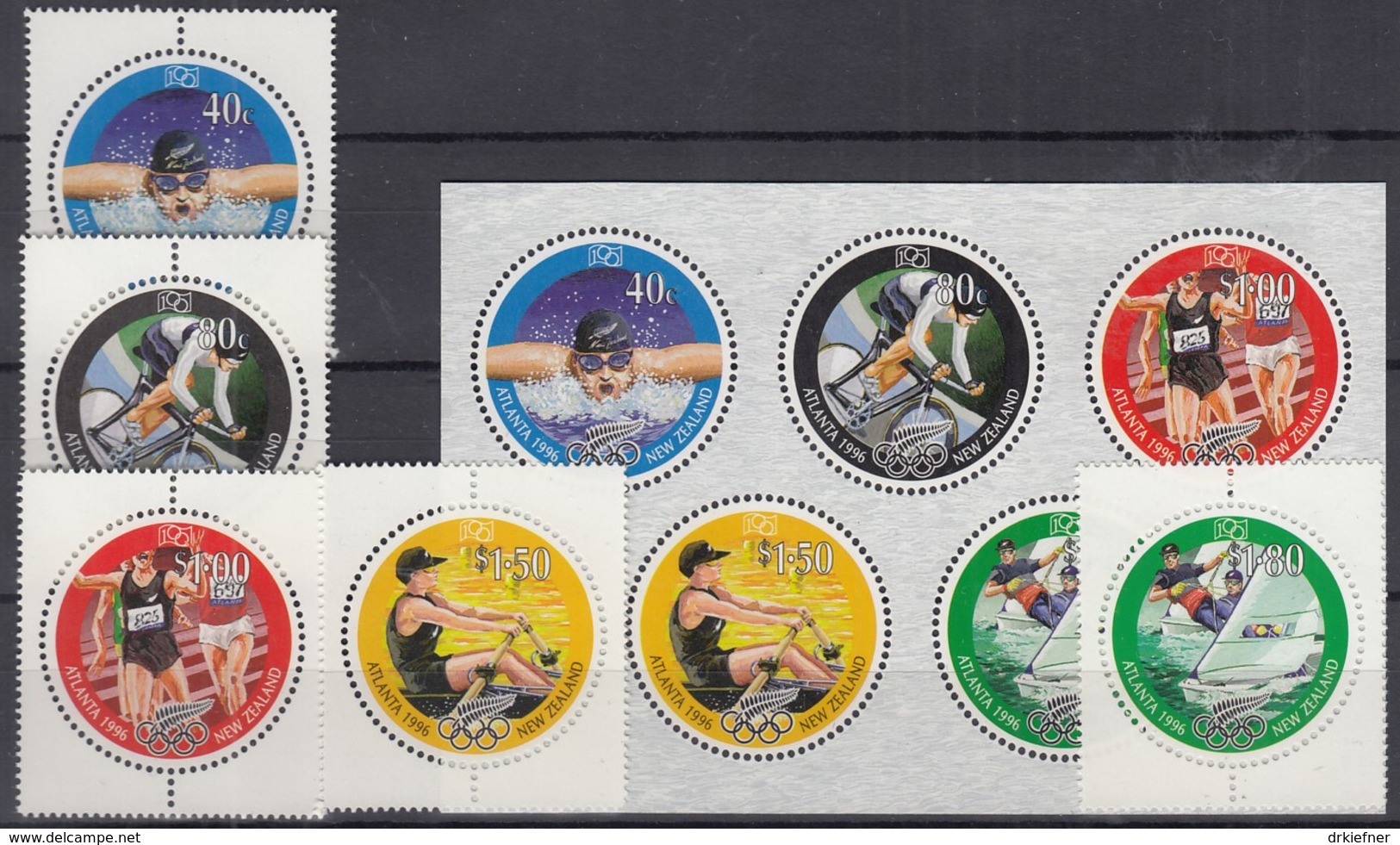 NEUSEELAND  1526-1520 + Kleinbogen 1526-1530, Postfrisch **, Olympische Sommerspiele, Atlanta, 1996 - Blocks & Kleinbögen