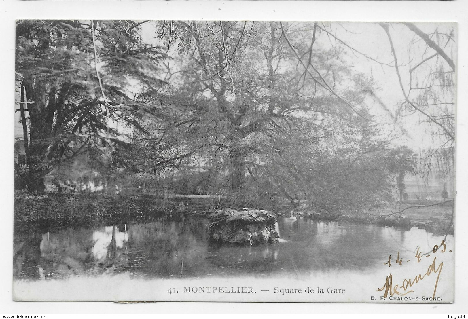 (RECTO / VERSO) MONTPELLIER EN 1905 - N° 41 - SQUARE DE LA GARE - CPA PRECURSEUR VOYAGEE - Montpellier