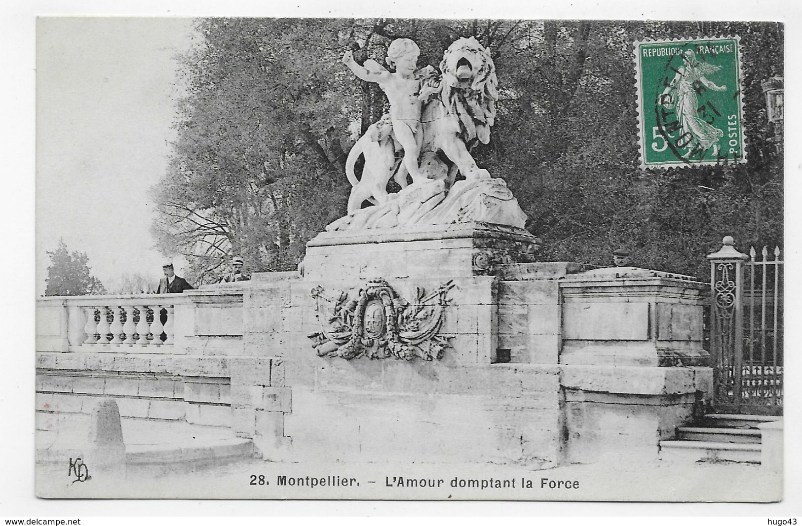 (RECTO / VERSO) MONTPELLIER EN 1910 - N° 28 - L' AMOUR DOMPTANT LA FORCE - CPA VOYAGEE - Montpellier