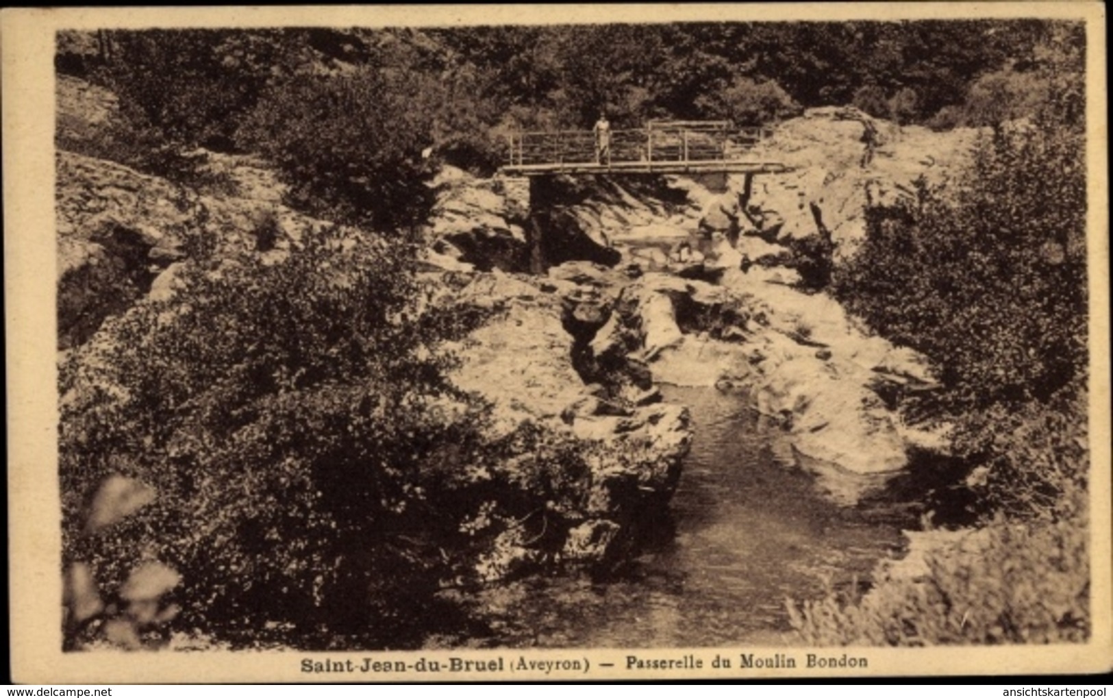 Cp Saint Jean Du Bruel Aveyron, Passerelle Du Moulin Bondon - Otros & Sin Clasificación