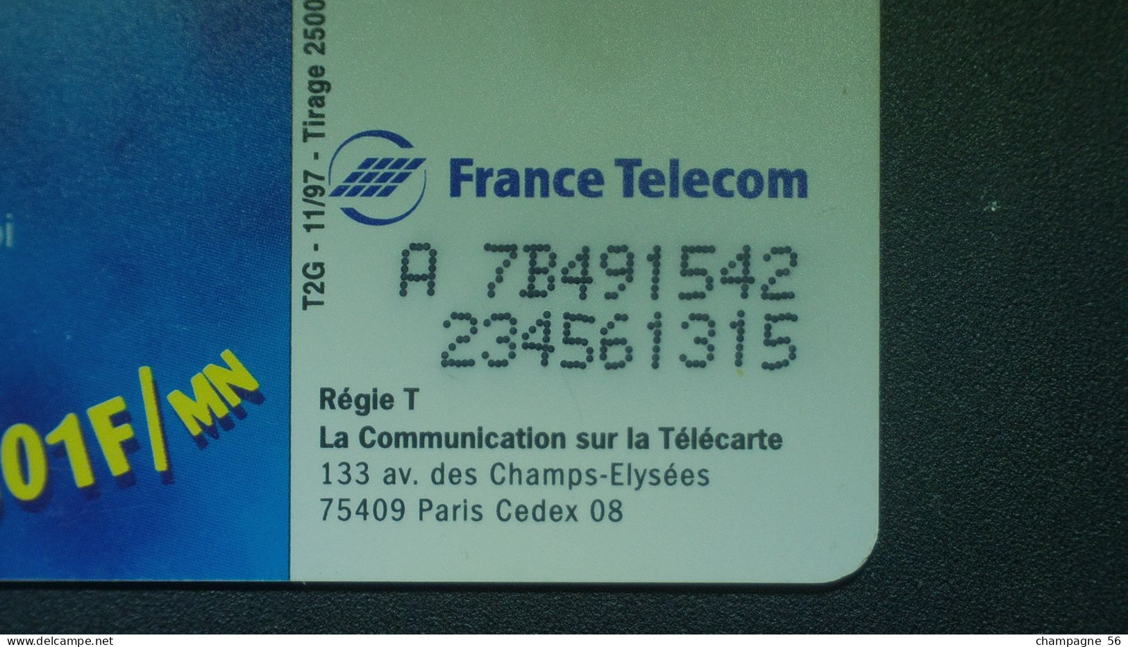 VARIÉTÉS FRANCE  11 / 97/ 50  UNITES SO3 LE 36-15 EMPLOI   UTILISÉE