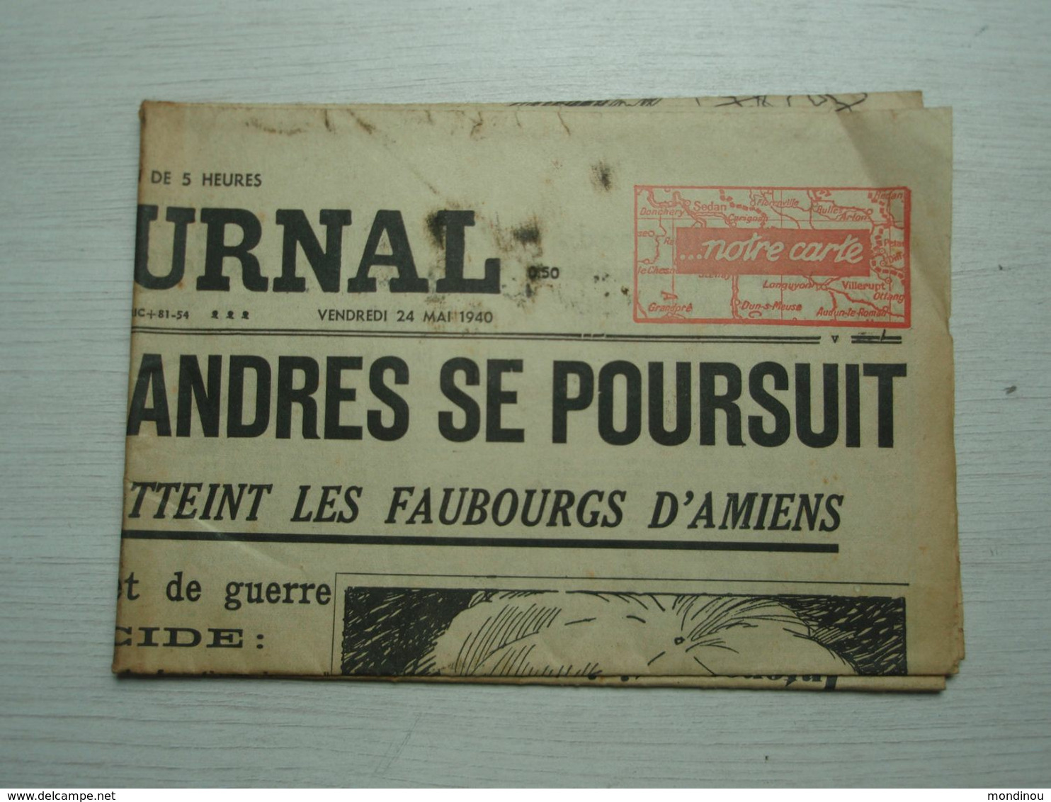 Le JOURNAL Vendredi 24 Mai 1940. N° 17383 La Bataille Des Flandres Se Poursuit. Bataille D'Amiens... - Other & Unclassified