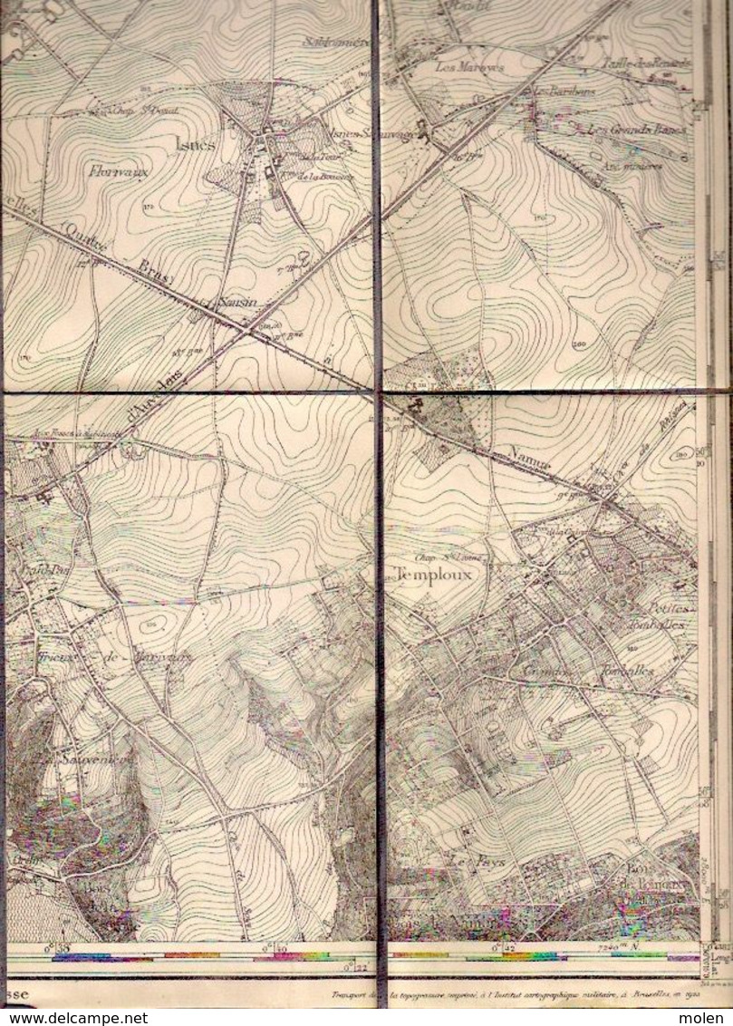 Situation ©1866 SPY Jemeppe CARTE D ETAT MAJOR 47/2 Entoilée TEMPLOUX BEUZET BOSSIERE GOLZINNE ISNES FEROT MOUSTIER S800 - Jemeppe-sur-Sambre