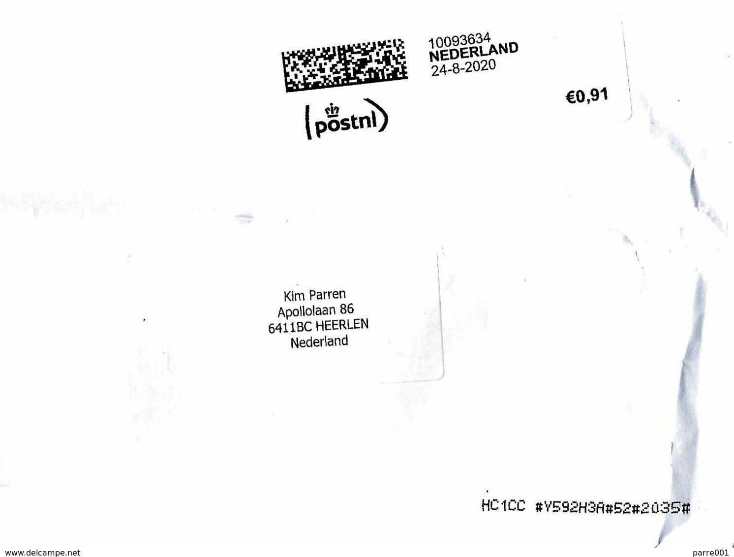 Nederland Netherlands 2020 Post Office Meter Franking Domestic Cover - Macchine Per Obliterare (EMA)