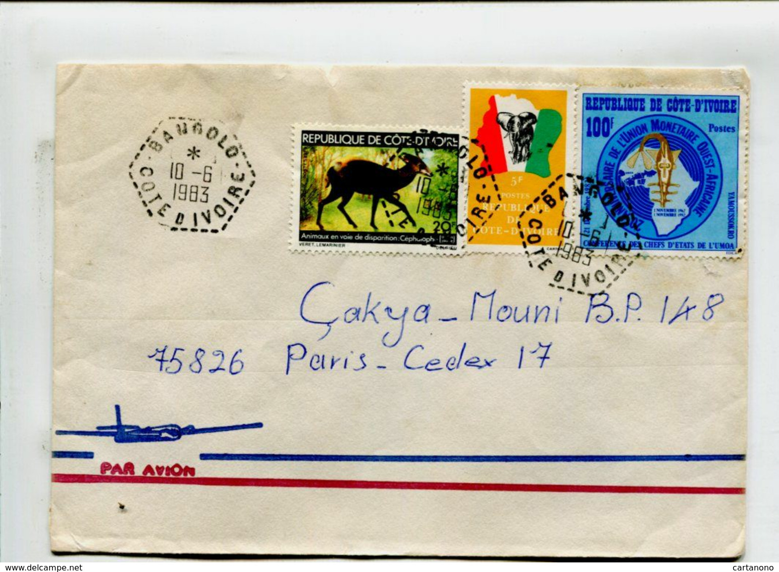 COTE D'IVOIRE - Affr. Sur Lettre Pour La France + Cachet Hexagonal Perlé BANGOLO - Côte D'Ivoire (1960-...)