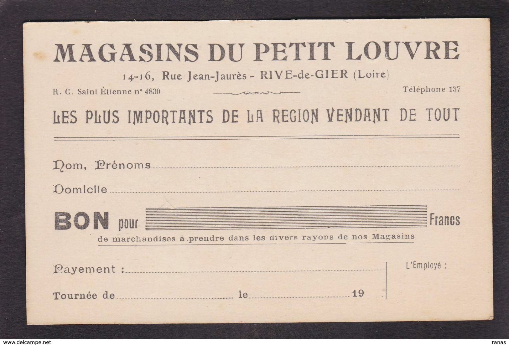 CPA Loire 42 Rive De Gier Commerce Magasin Voir Scan Du Dos Non Circulé - Rive De Gier