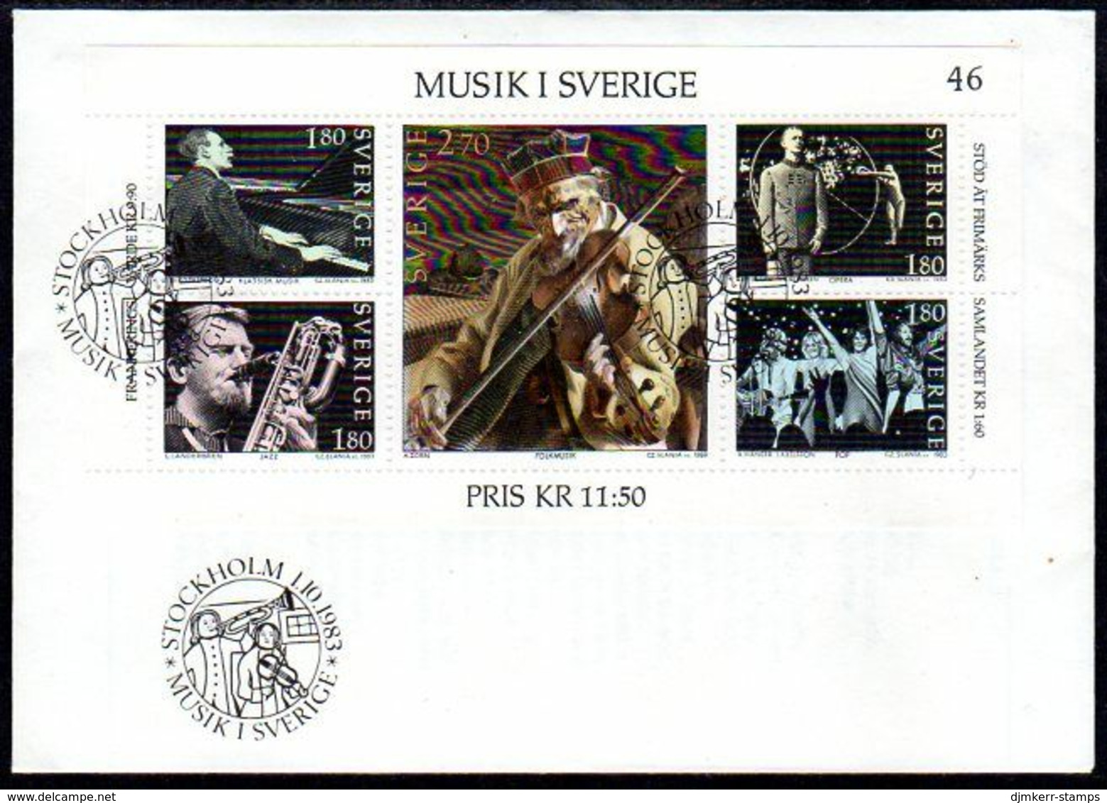 SWEDEN 1983 Music In Sweden FDC. Michel Block 11 - FDC