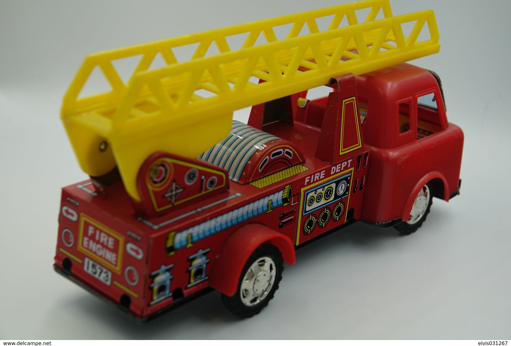 Vintage TIN TOY CAR : mark YONE with BOX - Fire Engine Truck 1057 - 22cm - Japan - 1960's - Friction Powered