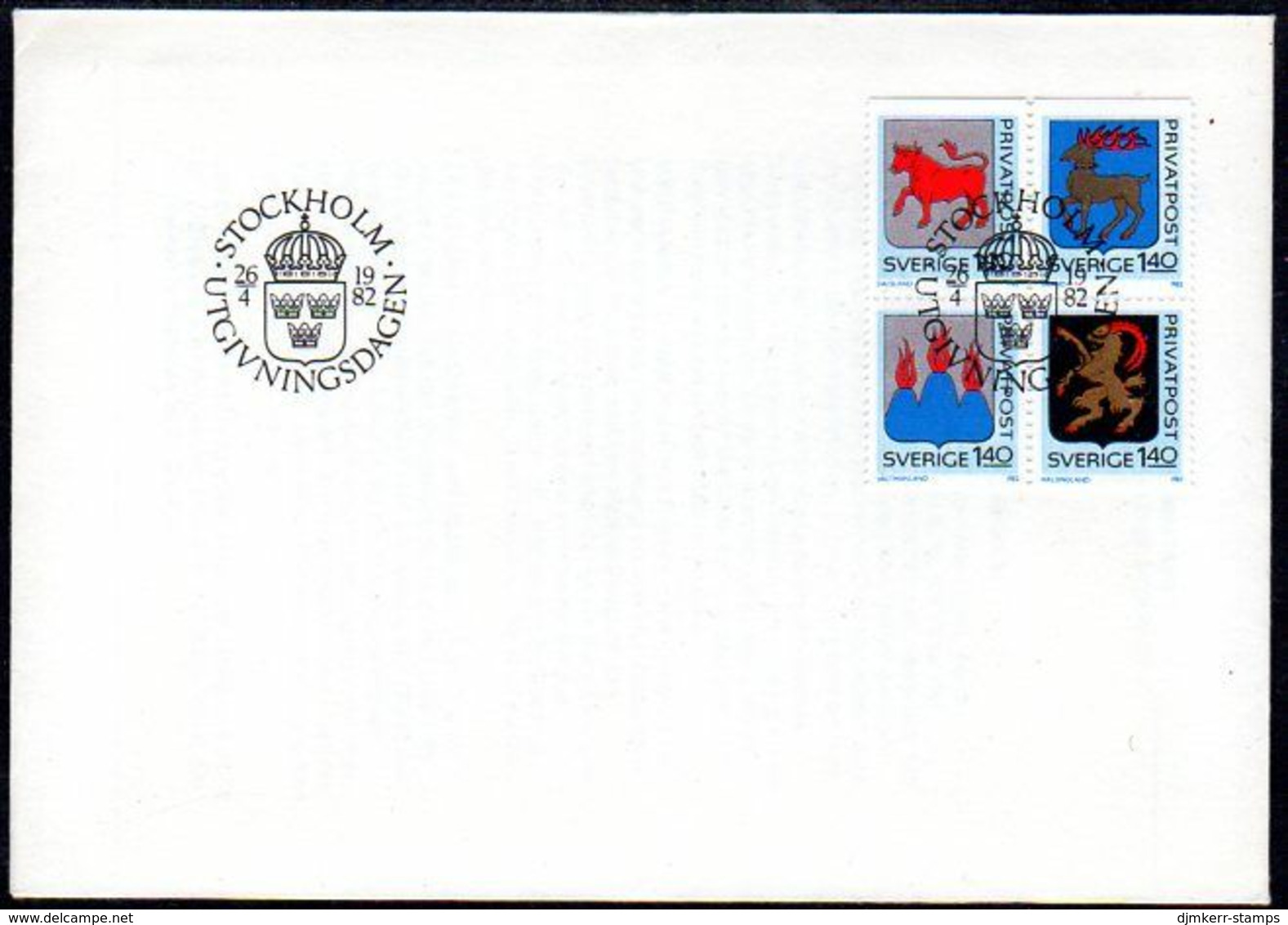 SWEDEN 1982 Rebate Stamps: Provincial Arms FDC. Michel 1189-92 - FDC