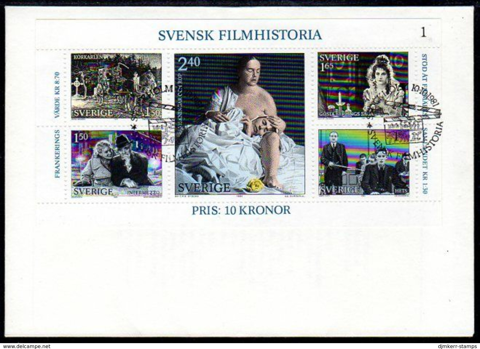 SWEDEN 1981 Swedish Cinema FDC. Michel Block 9 - FDC