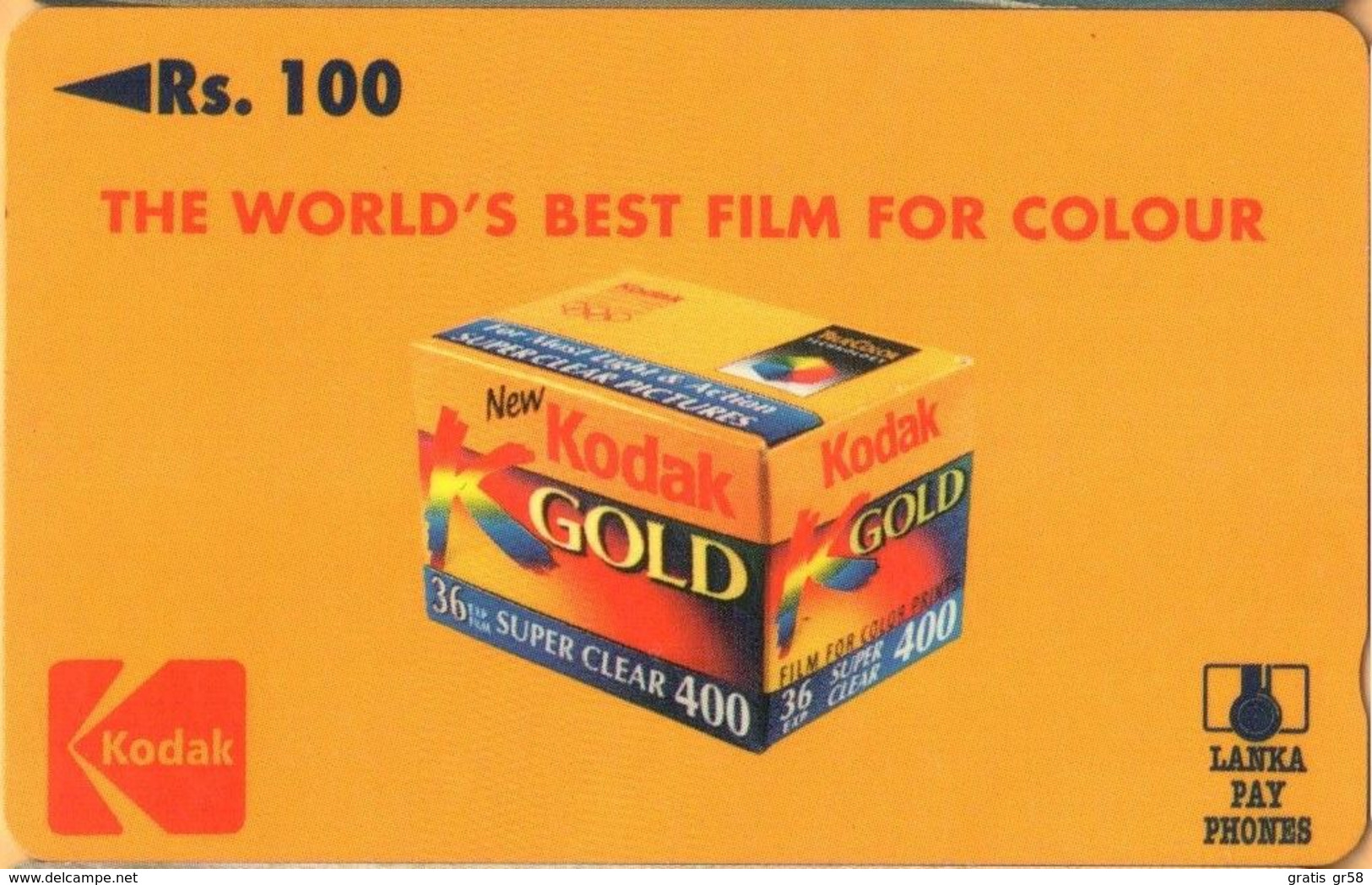 Sri Lanka (Ceylon) - SRL-39A, GPT, 39SRLA, Kodak - The World's Best Film For Colour, Rs.100, Used - Sri Lanka (Ceilán)