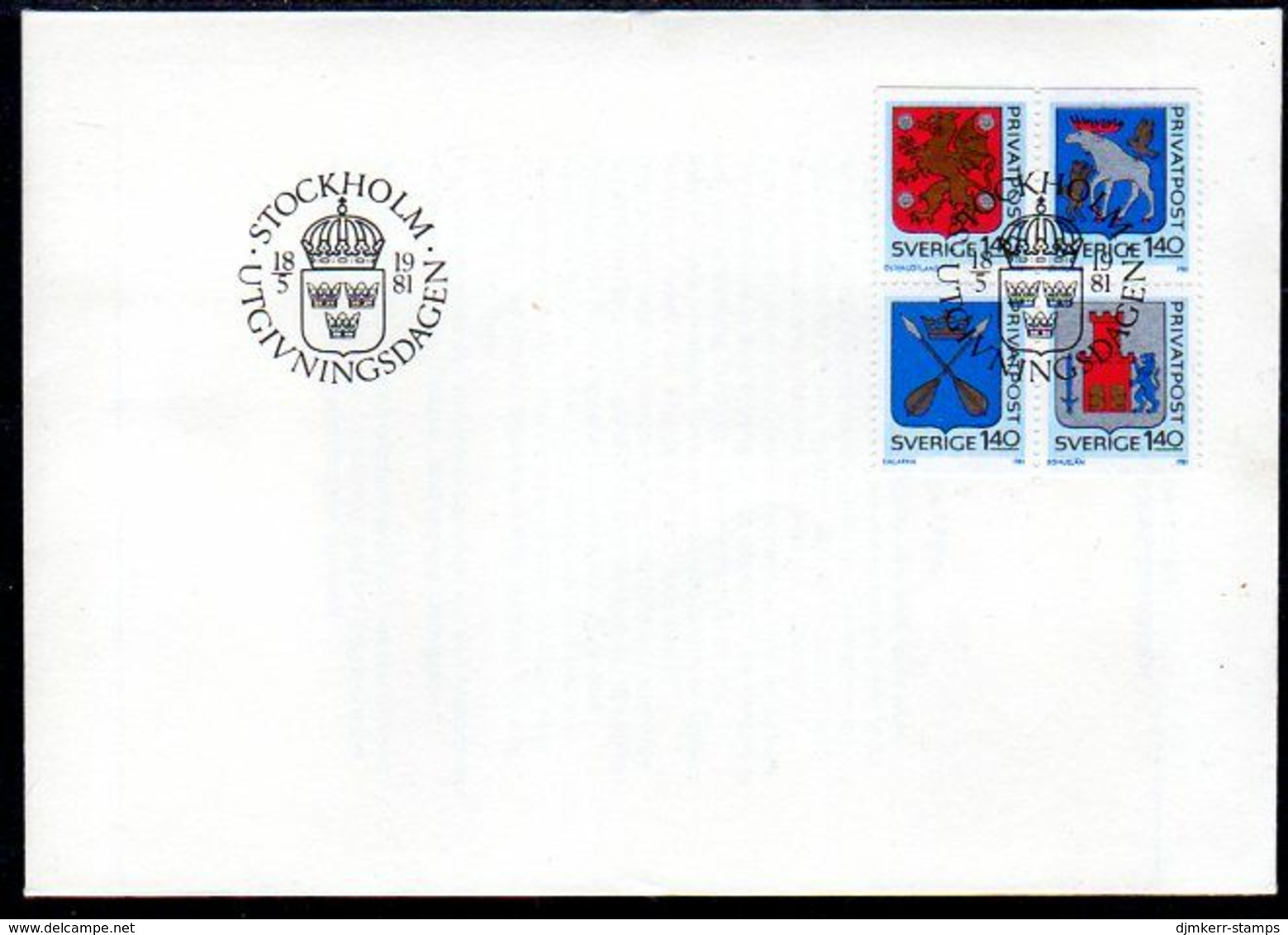 SWEDEN 1981 Rebate Stamps: Provincial Arms FDC. Michel 1145-48 - FDC