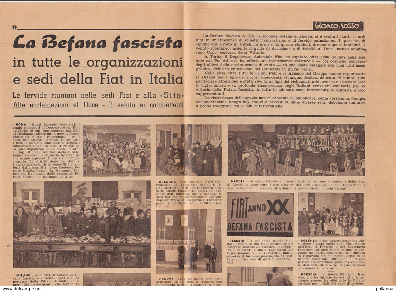 C2202 - Pagina Da Giornale LA BEFANA FASCISTA Nelle Sedi FIAT/DUCE - Italiaans