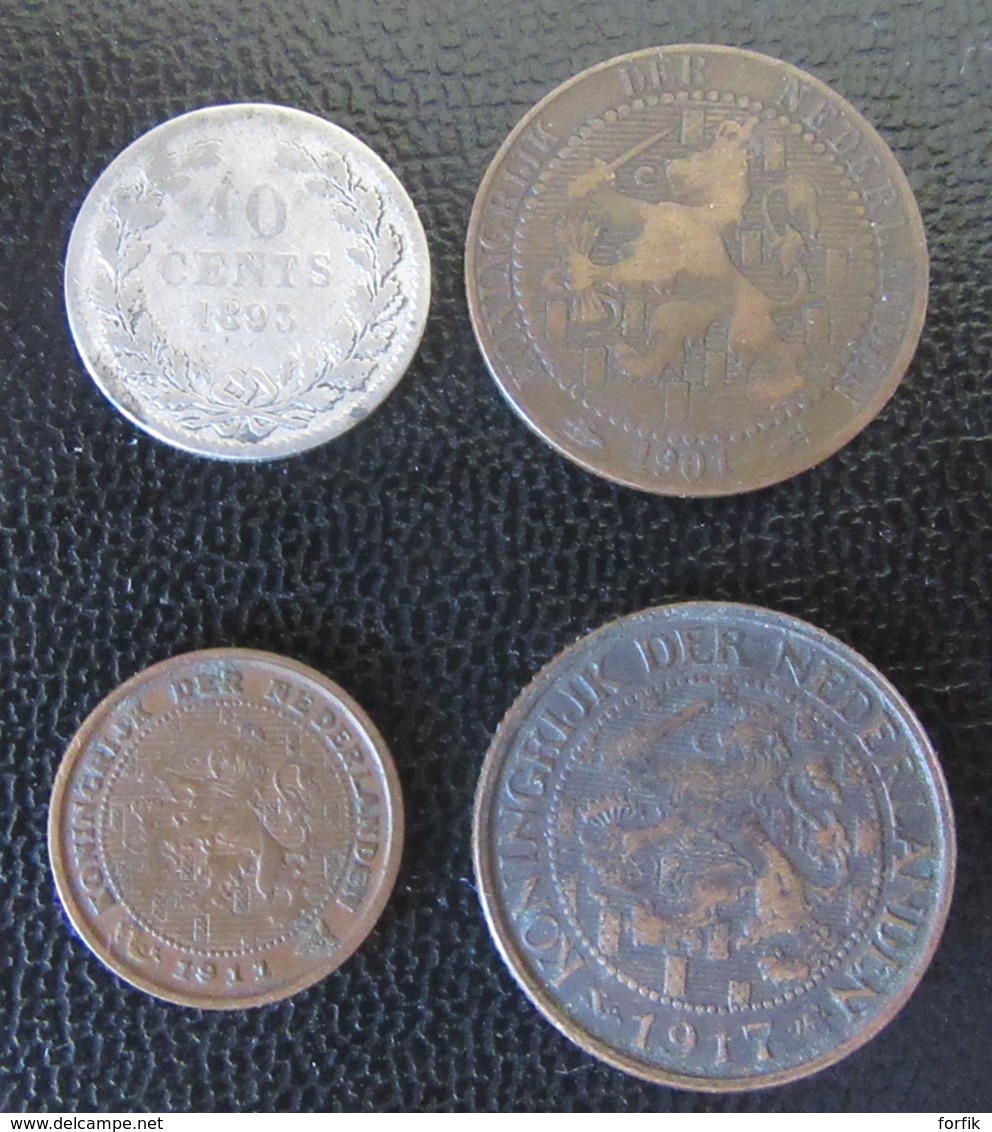 Pays-Bas / Nederland - 4 Monnaies : 10 Cent 1893, 1 Cent 1901, 1/2 Cent 1911, 1 Cent 1917 - Sammlungen