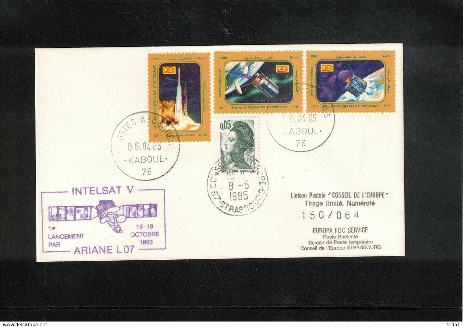 Afghanistan + Conseil D'Europe 1985 Space / Raumfahrt Ariane L07 + Intelsat 5 Interesting Letter Limited Edition 150 Cop - Asia