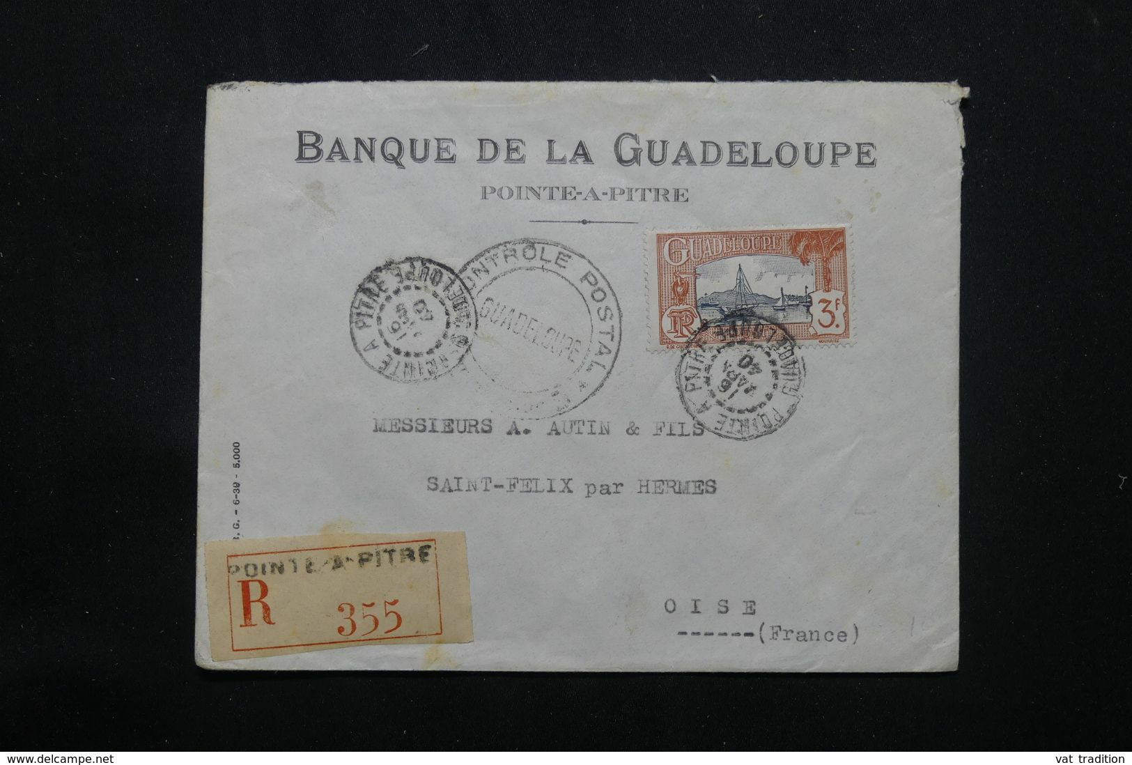 GUADELOUPE - Enveloppe Commerciale En Recommandé De Pointe à Pitre Pour La France En 1940 Avec Contrôle - L 69794 - Lettres & Documents